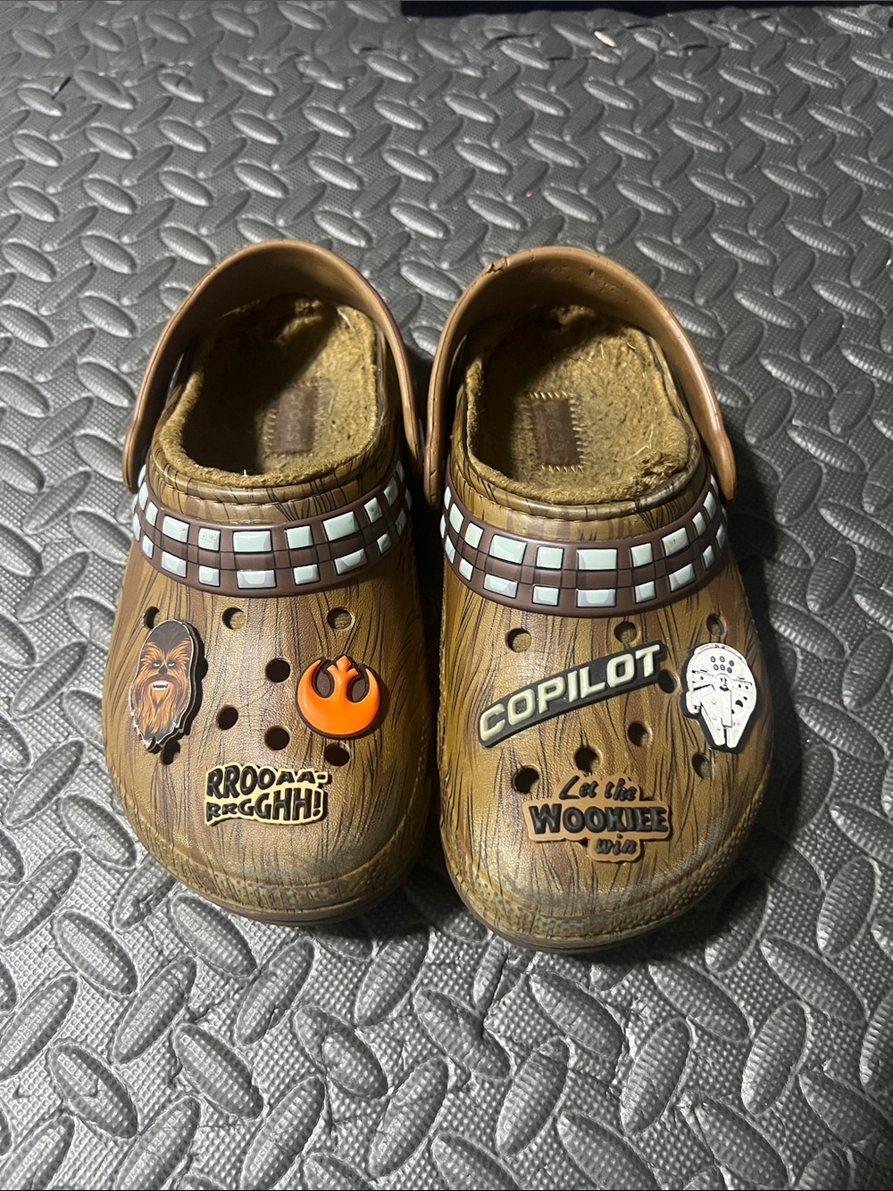 CROCS Kids Star Wars Chewbacca Brown Copilot Clog Sandals with Jibbitz